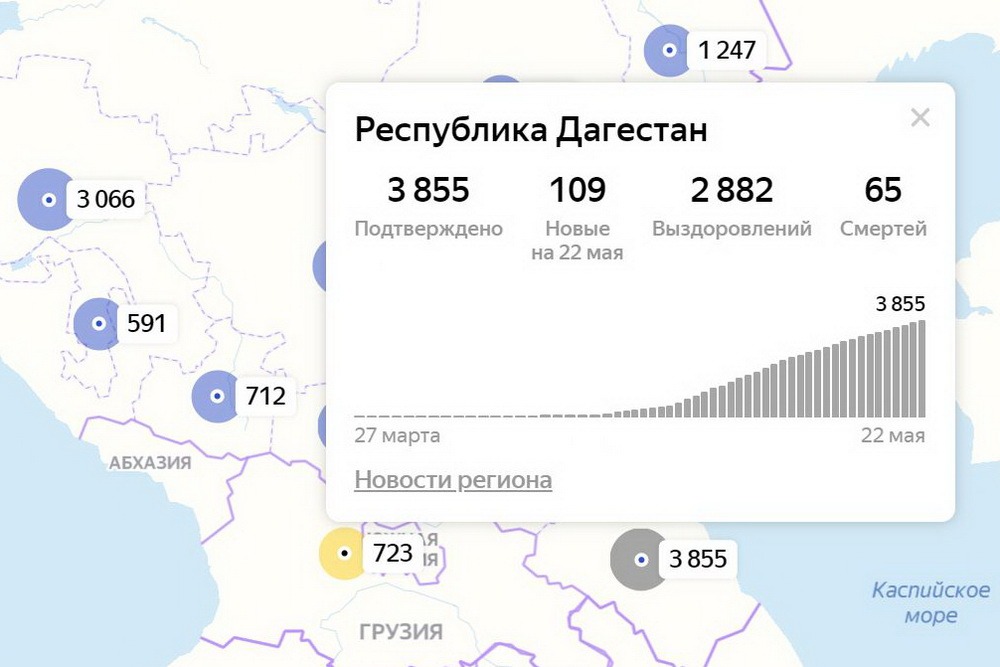 COVID-19: за сутки в Дагестане умерли 24 коронавирусных больных