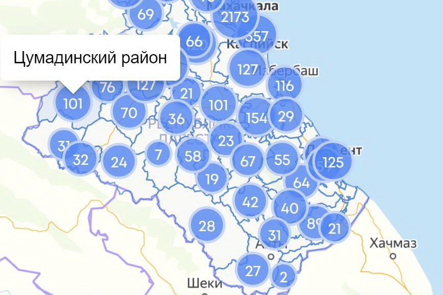 COVID-19 в Дагестане: в Махачкале +36 за сутки, в Каспийске +82 за неделю