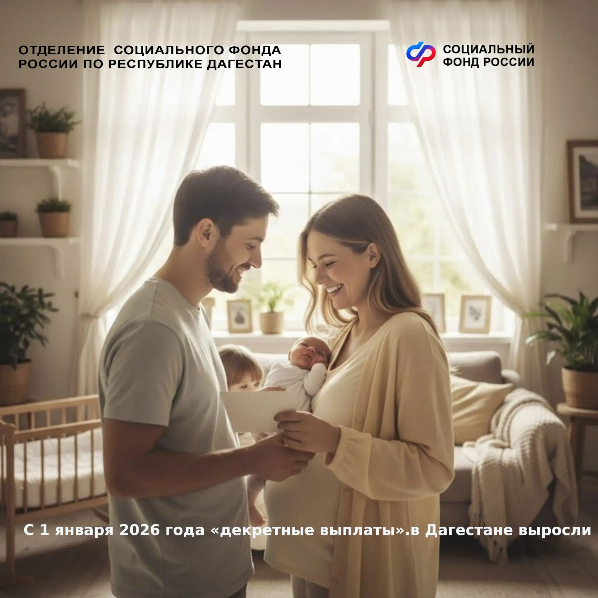 С 2026 года Отделение СФР по Республике Дагестан выплачивает «декретные» пособия в повышенном размере