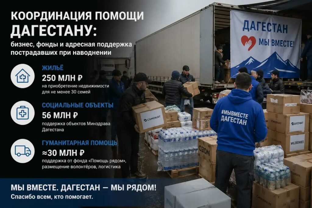 Координация помощи Дагестану: бизнес, фонды и адресная поддержка пострадавших при наводнении