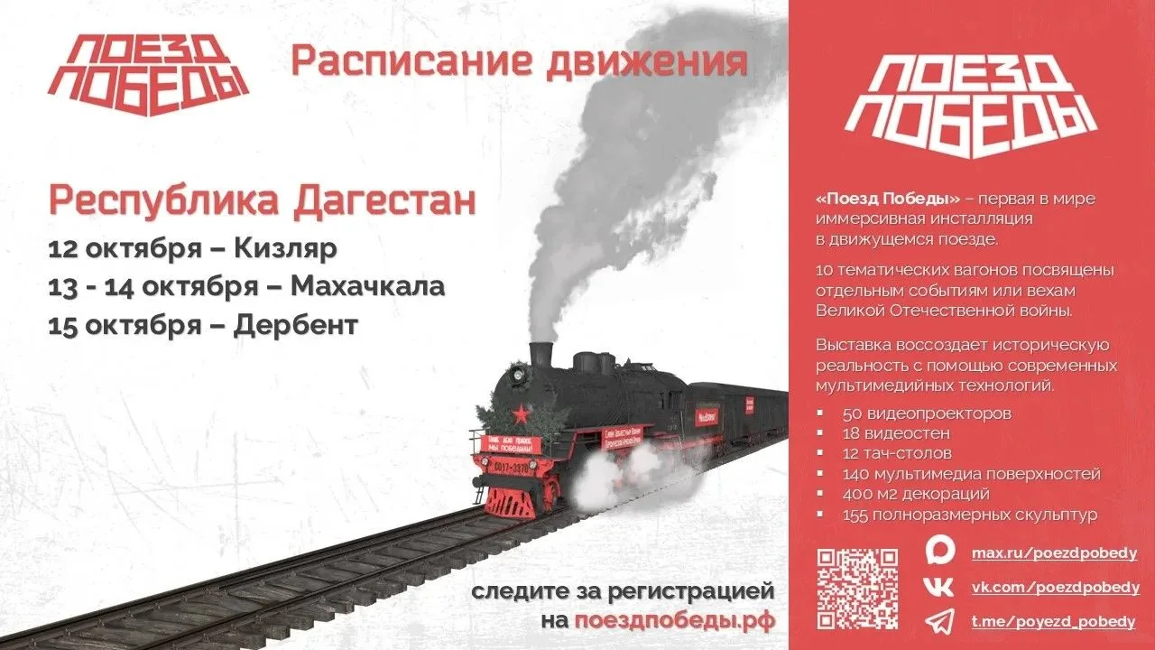 «Поезд Победы» прибудет в Дагестан 12 октября
